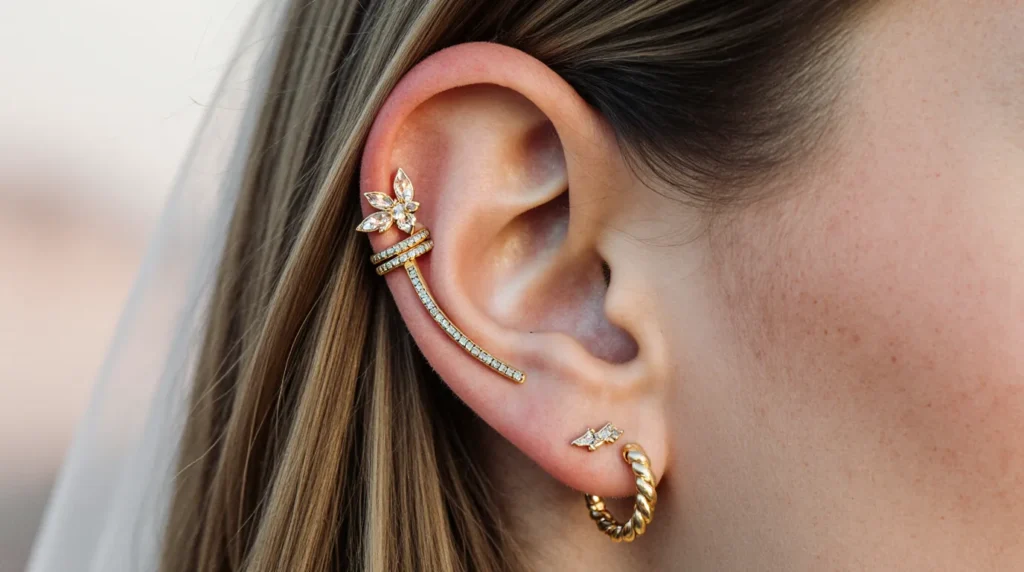 Helix Piercing Trends 2025 – Stylish Looks & Smart Care 5 Helix piercing jewelry: best styles for 2025